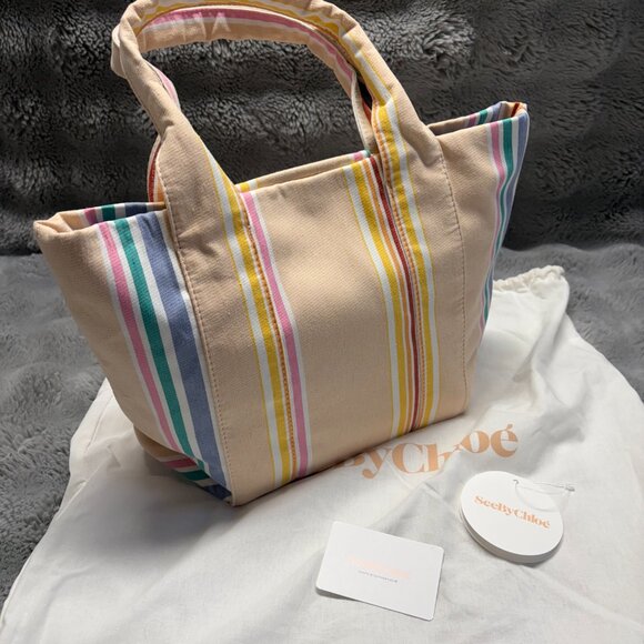 See by Chloé Laetizia Striped Tote Bag in Smooth Tan MSRP$450 Great Reviews - Picture 2 of 13
